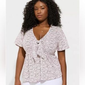 Torrid Heritage Jersey Tie-Front Babydoll Top size 1